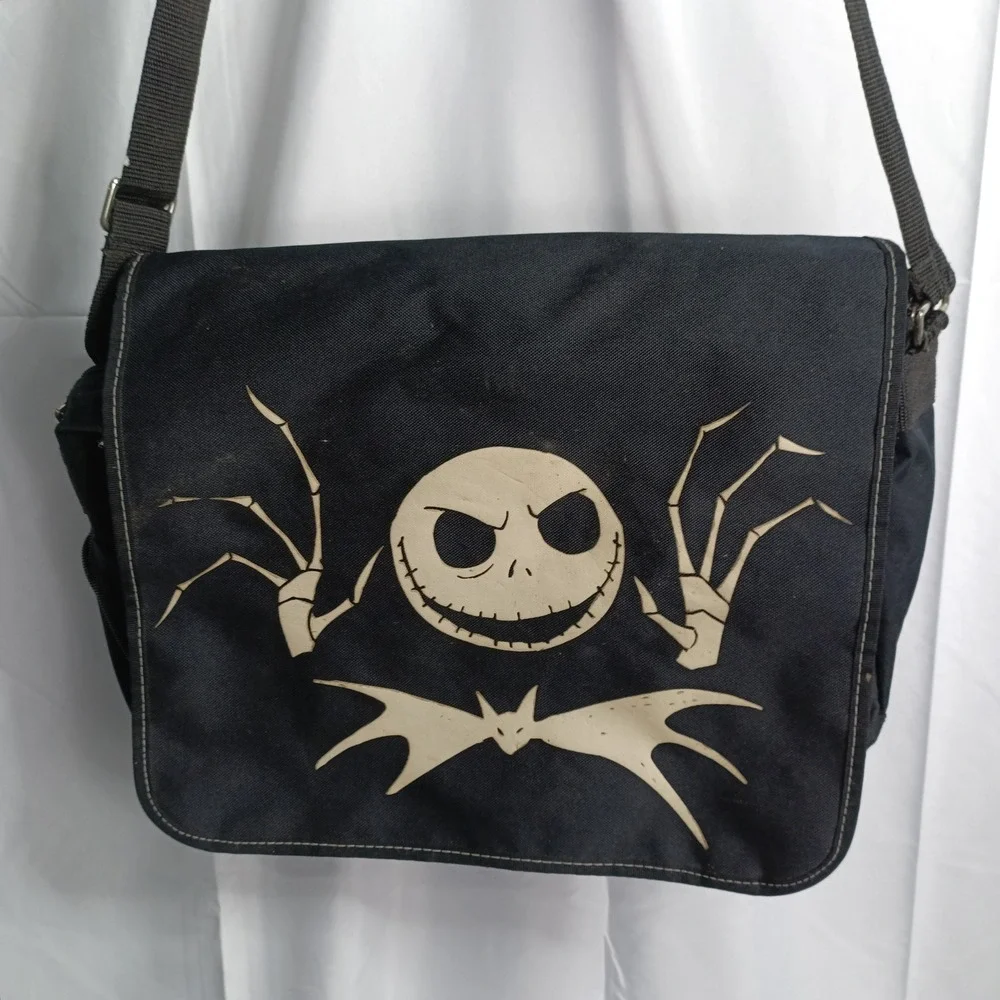 Nightmare Before Christmas Jack Skellington Black Canvas Messenger Bag s9